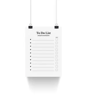 To do list hanging on binder clips illustration Stock Illustration