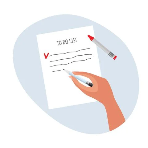 To Do list. Human hand with pencil making to do list. List writing, motivation Stock-Illustration
