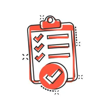To do list icon in comic style. Document checklist cartoon vector illustratio Stock Illustration