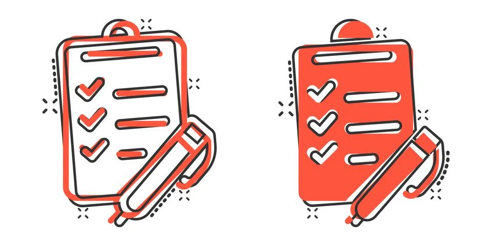 To do list icon in comic style. Document checklist cartoon vector illustratio Stock Illustration