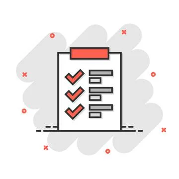 To do list icon in comic style. Document checklist cartoon vector illustratio Stock Illustration