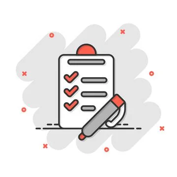 To do list icon in comic style. Document checklist cartoon vector illustratio Stock Illustration