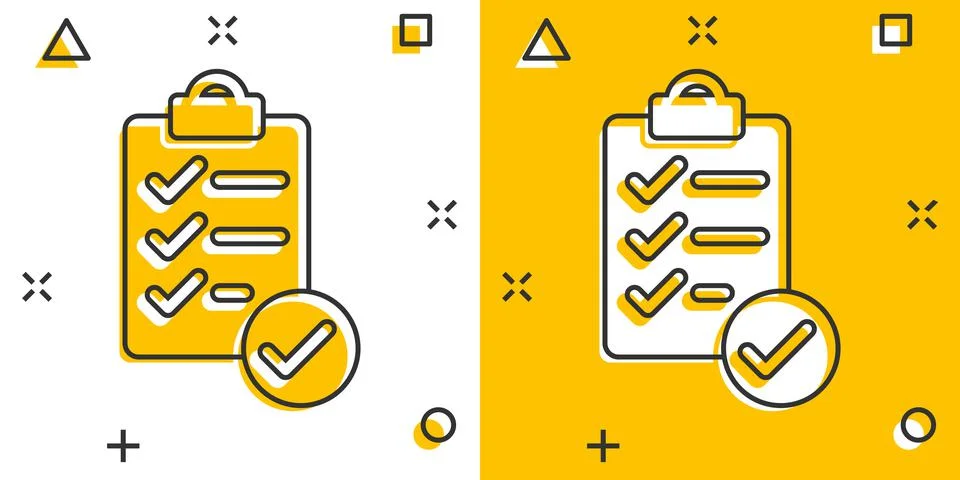 To do list icon in comic style. Document checklist cartoon vector illustratio Stock Illustration