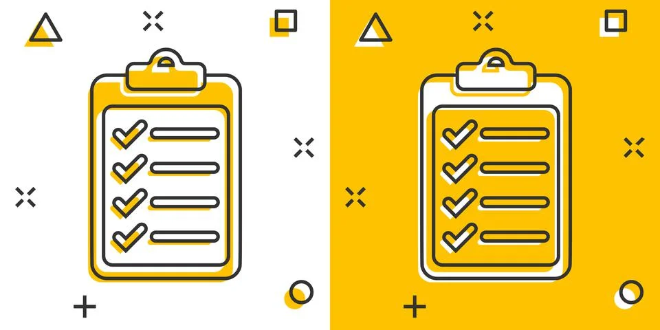 To do list icon in comic style. Document checklist cartoon vector illustratio Stock Illustration