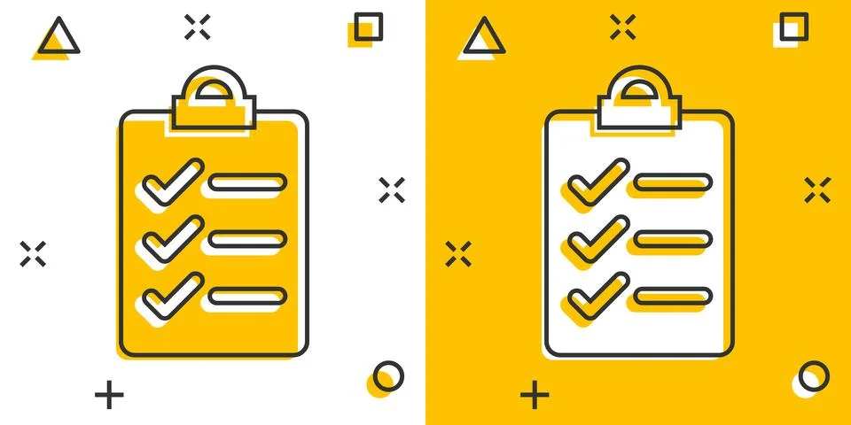 To do list icon in comic style. Document checklist cartoon vector illustratio Stock Illustration