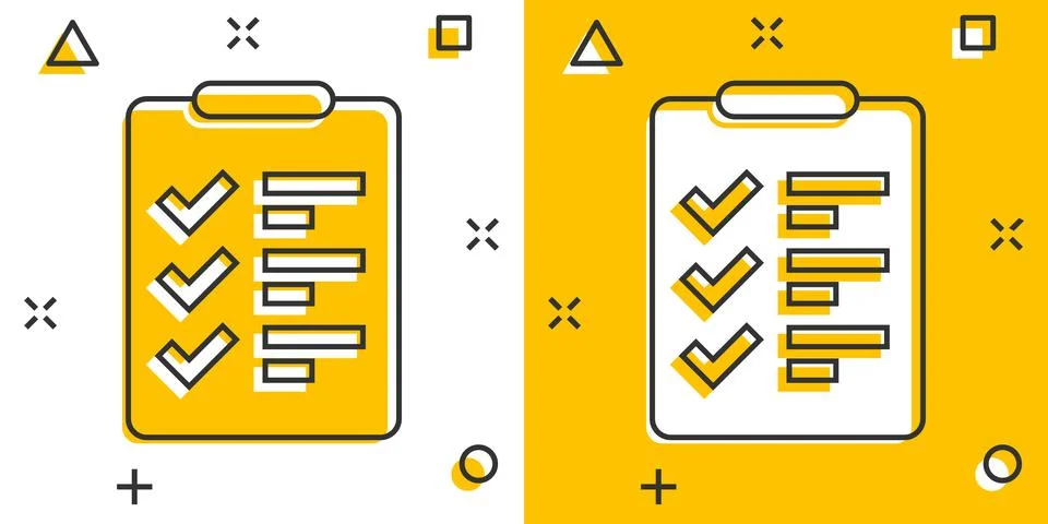To do list icon in comic style. Document checklist cartoon vector illustratio Stock Illustration