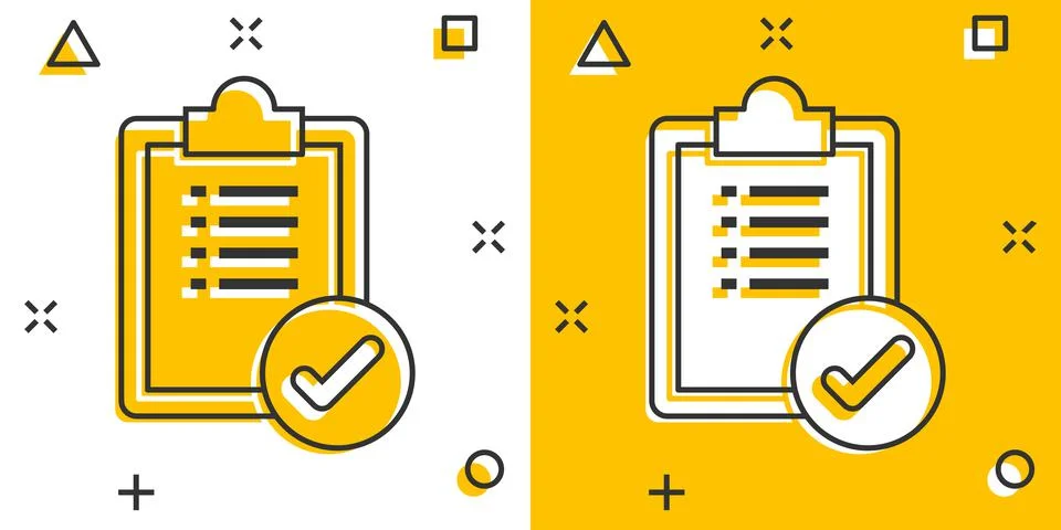 To do list icon in comic style. Document checklist cartoon vector illustratio Stock Illustration
