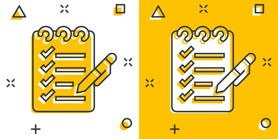 To do list icon in comic style. Document checklist cartoon vector illustratio Stock Illustration