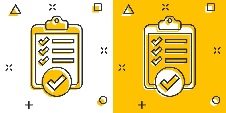 To do list icon in comic style. Document checklist cartoon vector illustratio Stock Illustration