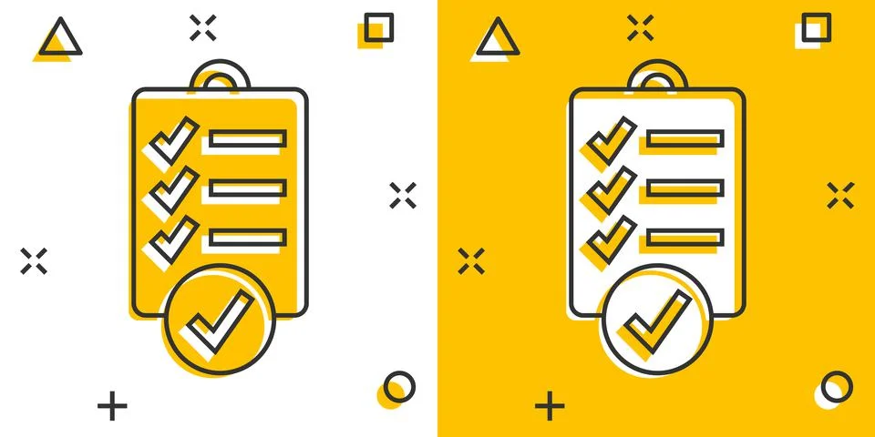 To do list icon in comic style. Document checklist cartoon vector illustratio Stock Illustration