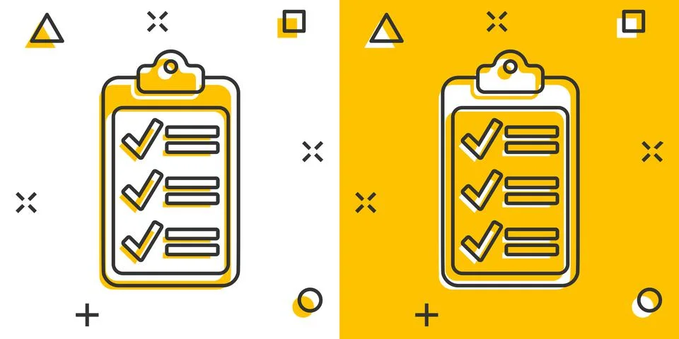 To do list icon in comic style. Document checklist cartoon vector illustratio Stock Illustration