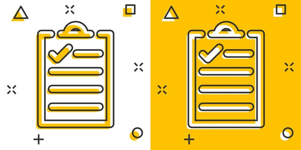 To do list icon in comic style. Document checklist cartoon vector illustratio Stock Illustration