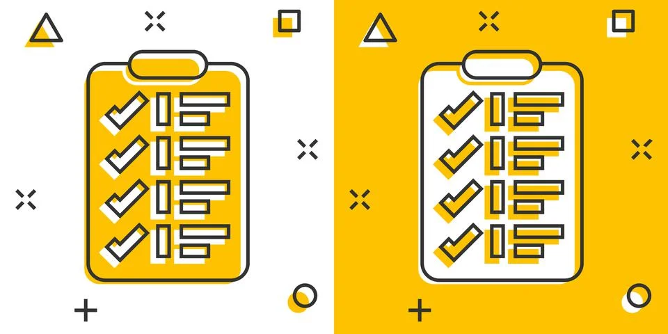 To do list icon in comic style. Document checklist cartoon vector illustratio Stock Illustration