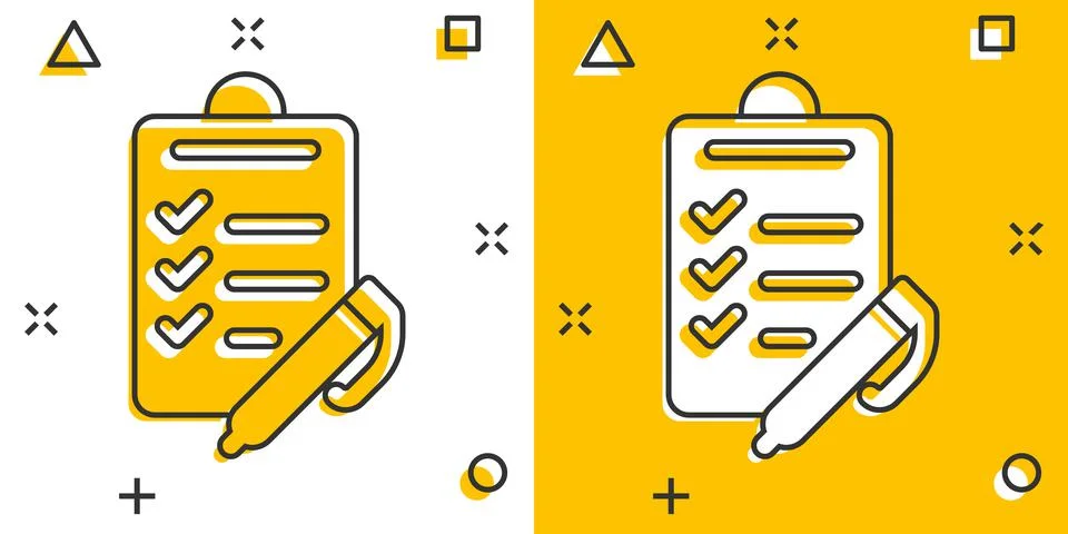 To do list icon in comic style. Document checklist cartoon vector illustratio Stock Illustration