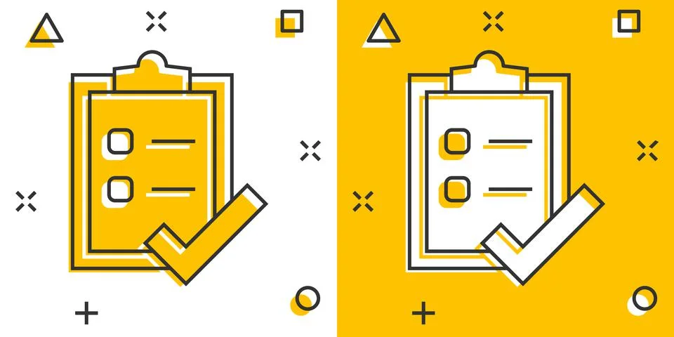 To do list icon in comic style. Document checklist cartoon vector illustratio Stock Illustration