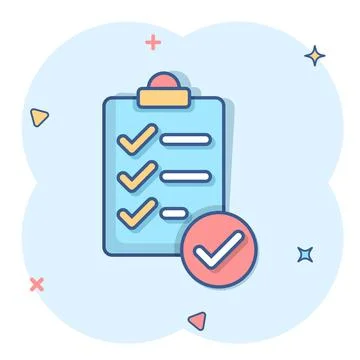 To do list icon in comic style. Document checklist cartoon vector illustratio Stock Illustration