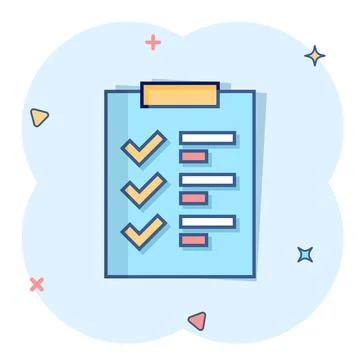 To do list icon in comic style. Document checklist cartoon vector illustratio Stock Illustration