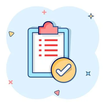 To do list icon in comic style. Document checklist cartoon vector illustratio Stock Illustration