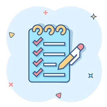 To do list icon in comic style. Document checklist cartoon vector illustratio Stock Illustration