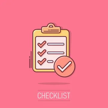 To do list icon in comic style. Document checklist cartoon vector illustrat.. Stock Illustration