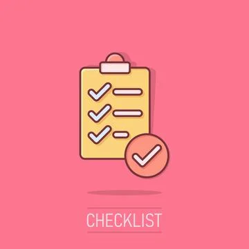 To do list icon in comic style. Document checklist cartoon vector illustrat.. Stock Illustration