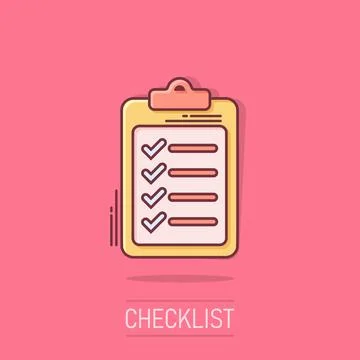 To do list icon in comic style. Document checklist cartoon vector illustrat.. Stock Illustration