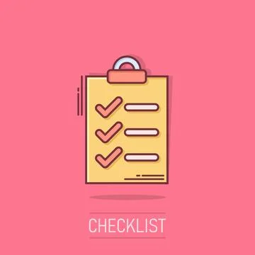 To do list icon in comic style. Document checklist cartoon vector illustrat.. Stock Illustration