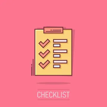 To do list icon in comic style. Document checklist cartoon vector illustrat.. Stock Illustration