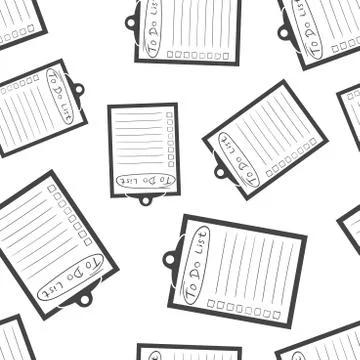 To do list icon with hand drawn text seamless pattern background. Business fl Stock Illustration