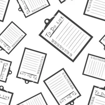 To do list icon with hand drawn text seamless pattern background. Business fl Illustrazione stock