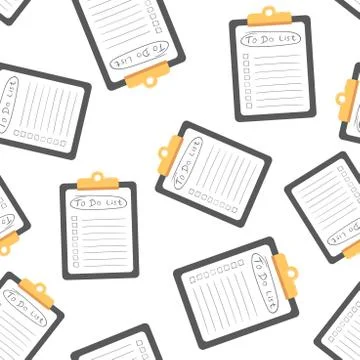 To do list icon with hand drawn text seamless pattern background. Business fl Illustrazione stock