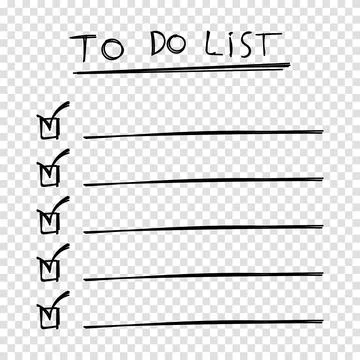 To do list icon with hand drawn text. Checklist, task list. Vector illustrati Illustrazione stock