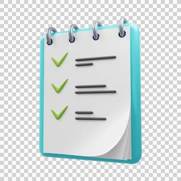 To-do list icon. Notepad with completed to-do list. 3D rendering Stock Illustration