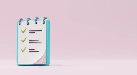 To-do list icon. Notepad with completed to-do list. 3D rendering Stock Illustration