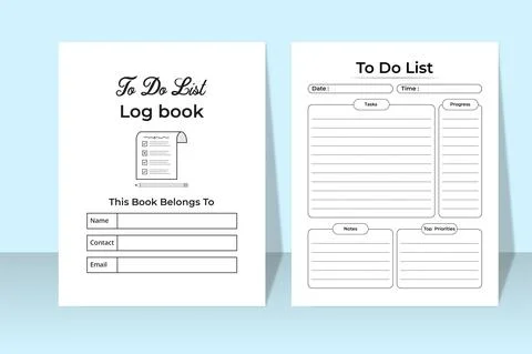 To-do list KDP interior. Task planner log book. Daily checklist planner. KDP  Stock Illustration