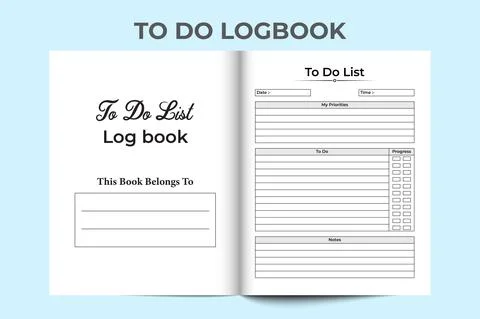 To-do list KDP interior. Time management journal. KDP interior work list plan Stock Illustration