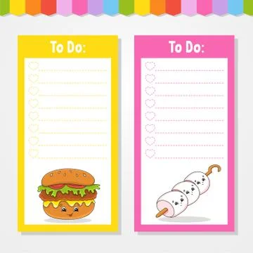 To do list for kids. Empty template. The rectangular shape. Isolated color ve Stock Illustration