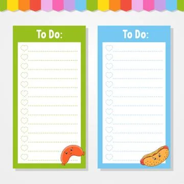 To do list for kids. Empty template. The rectangular shape. Isolated color ve Stock Illustration