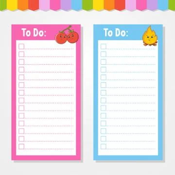 To do list for kids. Empty template. The rectangular shape. Isolated color ve Stock Illustration