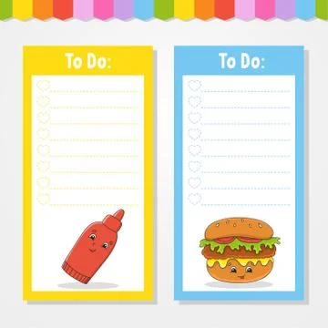 To do list for kids. Empty template. The rectangular shape. Isolated color ve Stock Illustration