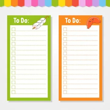 To do list for kids. Empty template. The rectangular shape. Isolated color ve Stock Illustration