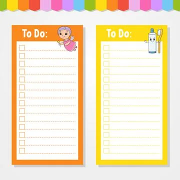 To do list for kids. Empty template. The rectangular shape. Isolated color ve Ilustración de archivo