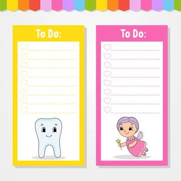 To do list for kids. Empty template. The rectangular shape. Isolated color ve Illustrazione stock