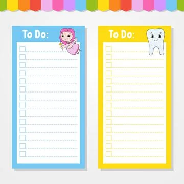 To do list for kids. Empty template. The rectangular shape. Isolated color ve Illustrazione stock