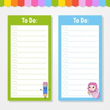 To do list for kids. Empty template. The rectangular shape. Isolated color ve Stock Illustration