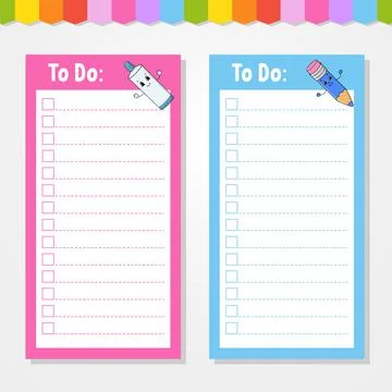 To do list for kids. Empty template. The rectangular shape. Isolated color ve 库存插图