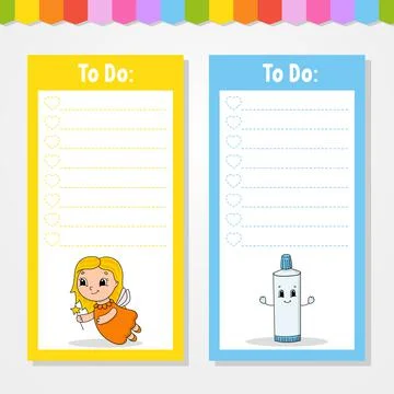 To do list for kids. Empty template. The rectangular shape. Isolated color ve Ilustración de archivo