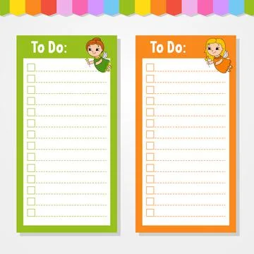 To do list for kids. Empty template. The rectangular shape. Isolated color ve Stock Illustration