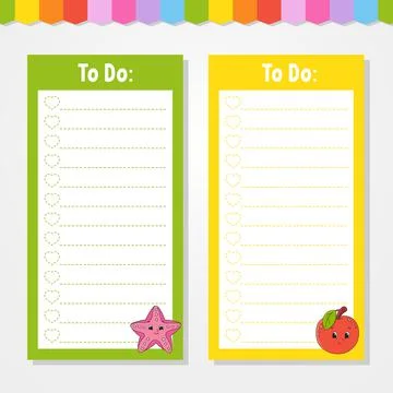 To do list for kids. Empty template. The rectangular shape. Isolated color ve Stock Illustration