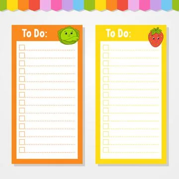To do list for kids. Empty template. The rectangular shape. Isolated color ve Stock Illustration